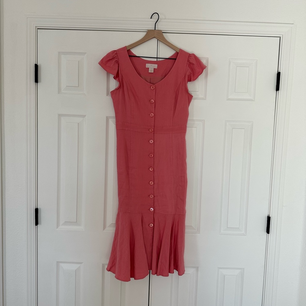 Rachel Parcell coral linen blend dress